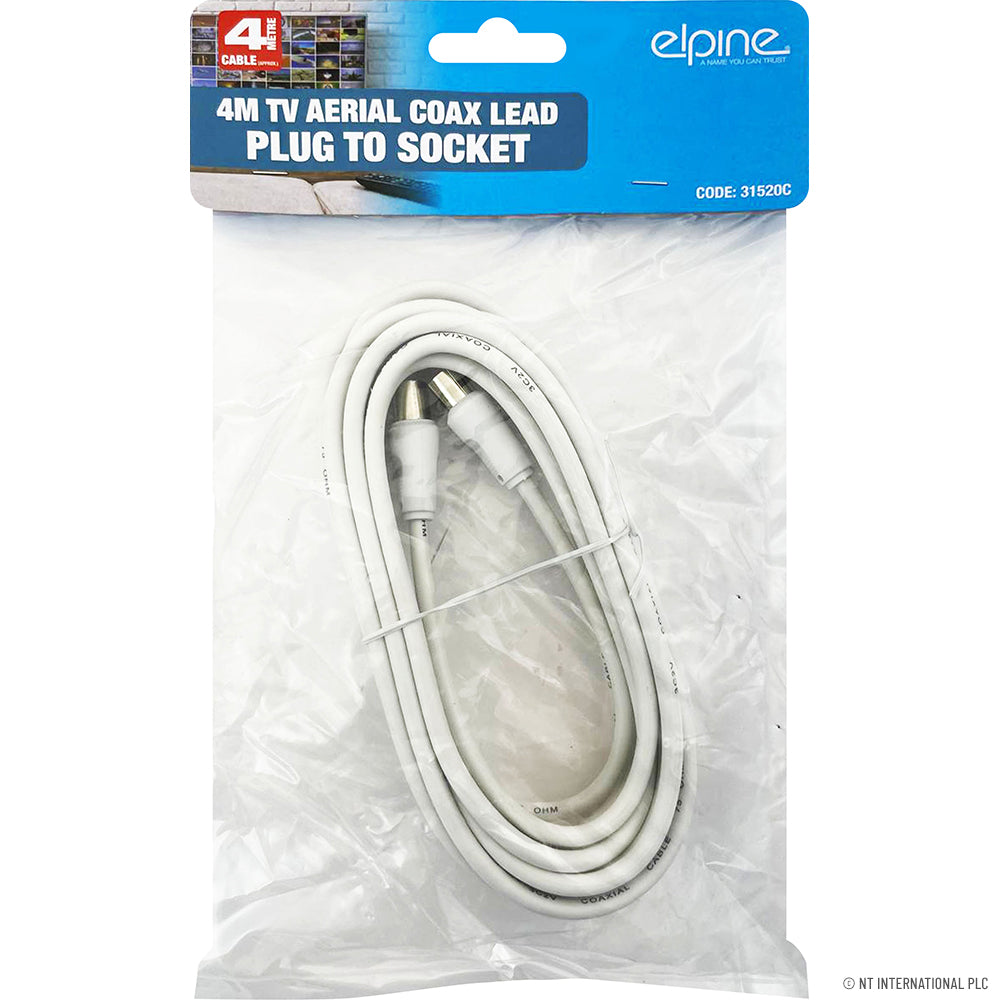 Câble coaxial d'antenne TV 4m de haute qualité - Câble mâle-femelle pour une transmission de signal fluide