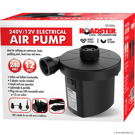 12V Electric Air Pump - 240V Portable Inflator for Outdoor and Indoor Use