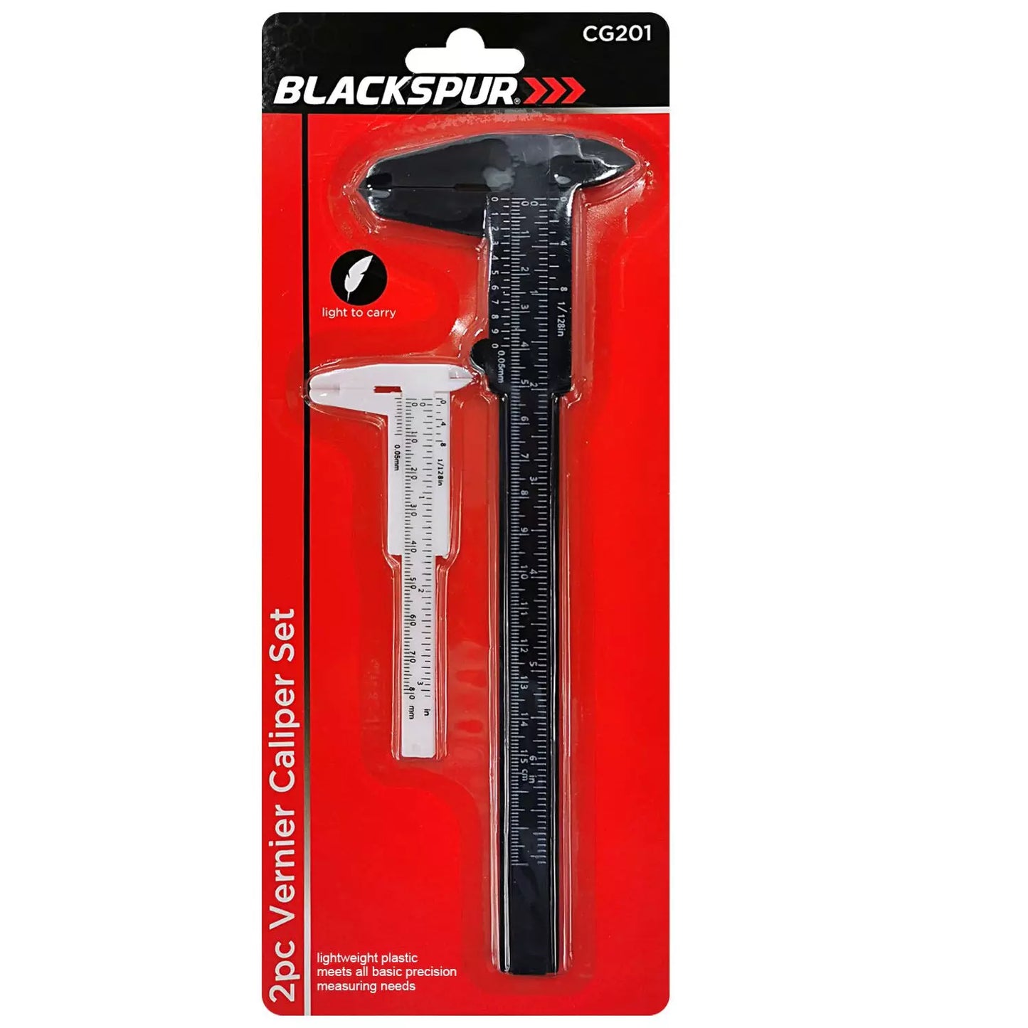 Blackspur 2 Piece Plastic Vernier Caliper Set,