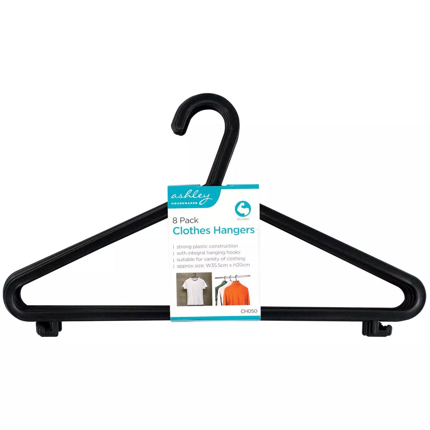 Ashley Housewares Value Plastic Coat Hangers, Pack of 8
