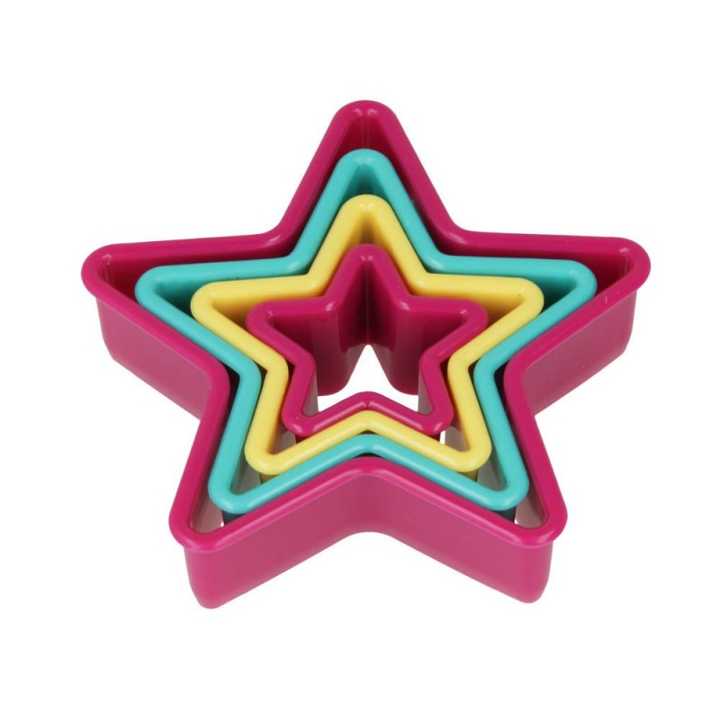 Set Of 4 Cookie Cutter Colorful Plastic Star Multicolour