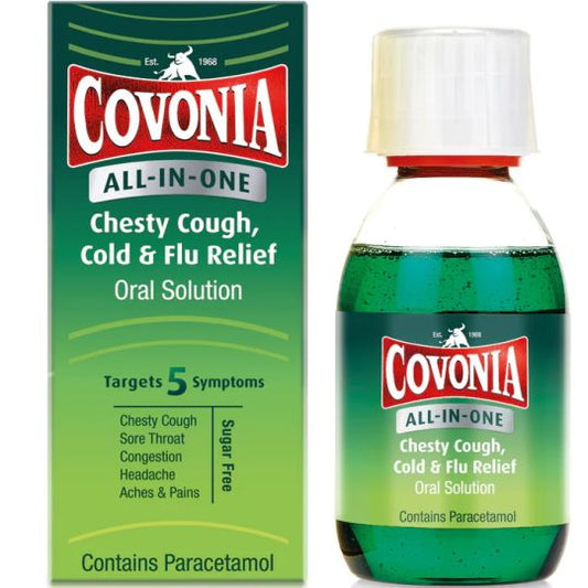 Covonia Solution Buvable Toux Grasse, Rhume et Grippe Tout-en-Un 160 ml