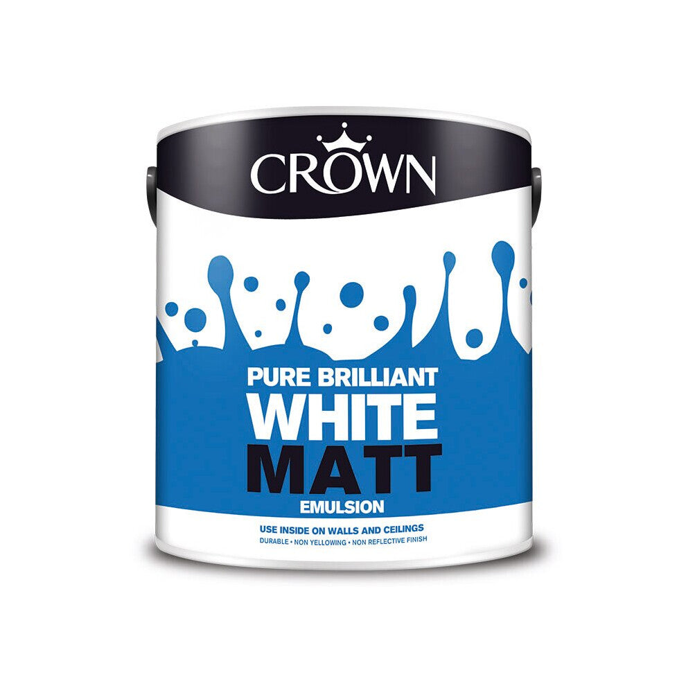 Peinture émulsion mate Crown blanc pur brillant 2,5L