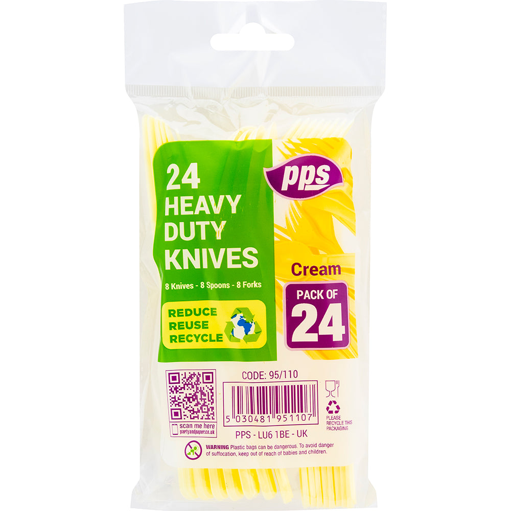 Couverts en plastique crème de luxe 24 pièces