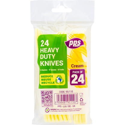 Couverts en plastique crème de luxe 24 pièces