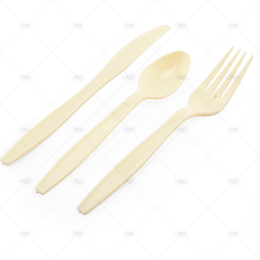Couverts en plastique crème de luxe 24 pièces