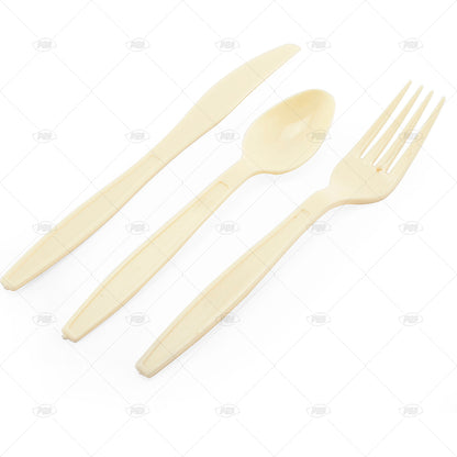 Couverts en plastique crème de luxe 24 pièces