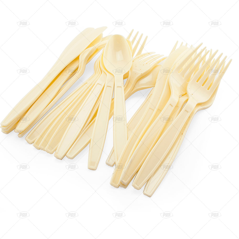 Couverts en plastique crème de luxe 24 pièces