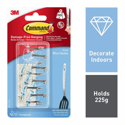 Crochets Command transparents avec languettes transparentes – Paquet de 9 – 17067CLR-9