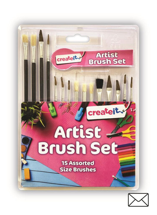 Create It Pinceaux d'Artistes Lot de 15 - Qualité Supérieure pour Beaux-Arts et Loisirs Créatifs
