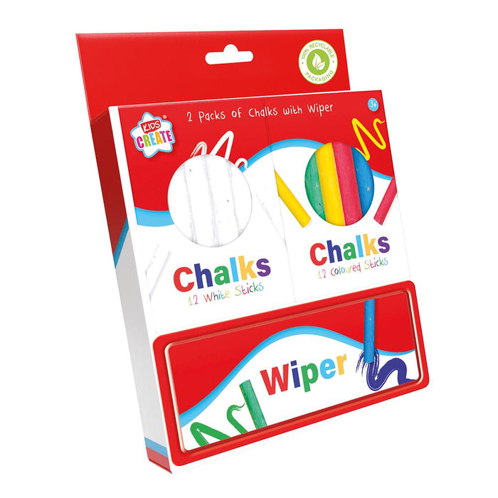 24Pk Packs Of Chalks With Wiper