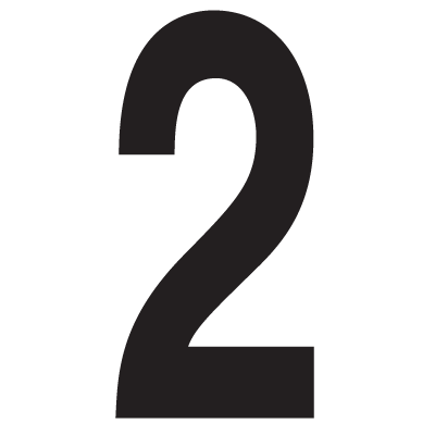 Numerals, Black Self Adhesive Vinyl (Helvetica Bold Font) No. 2