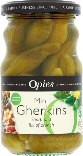 Opies Cocktail Gherkins with Distilled Malt Vinegar 227g
