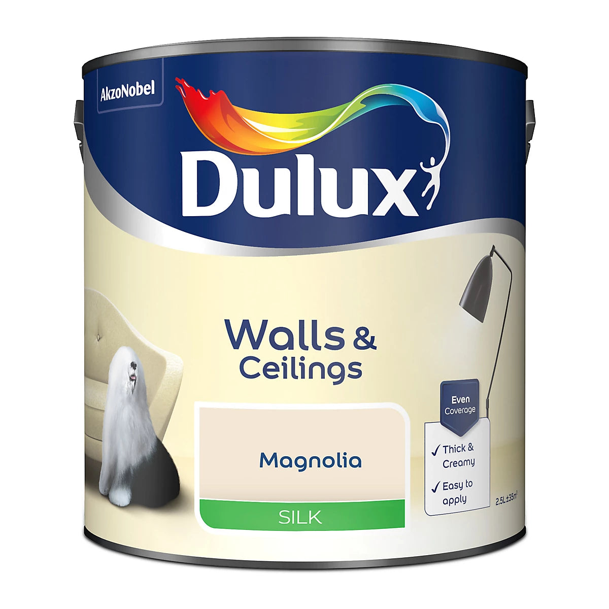 Peinture à émulsion Dulux Murs et plafonds Magnolie satinée, 2,5L