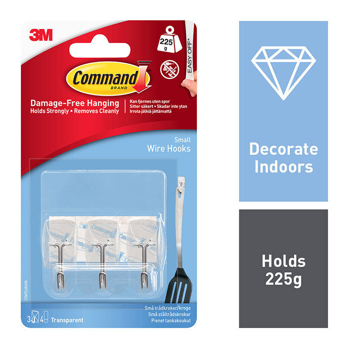 17067CLR Crochets adhésifs transparents Command petite taille 225 g, pack de 3