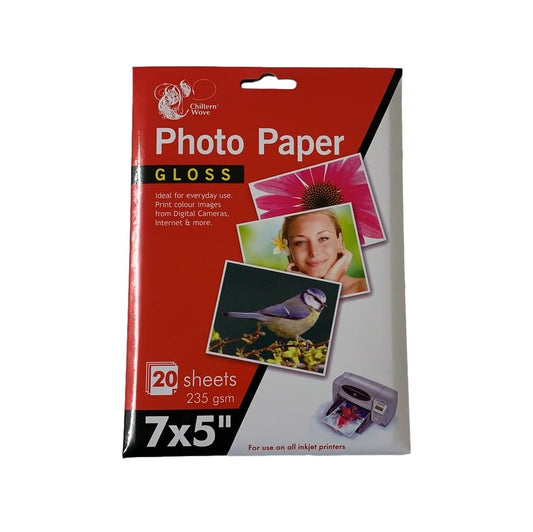 Paquet de 20 feuilles de papier photo brillant 18 x 13 cm