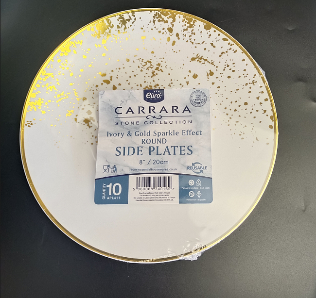 Euro Disposables 10" Plate Sparkle Ivory/Gold PK10