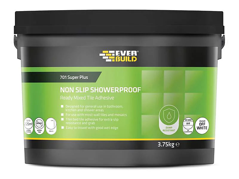 Everbuild 701 Adhésif acrylique antidérapant pour carrelage 7,5 kg