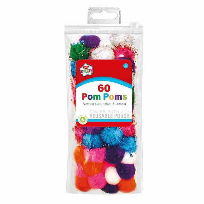 60 Mix Glitter Pom Poms