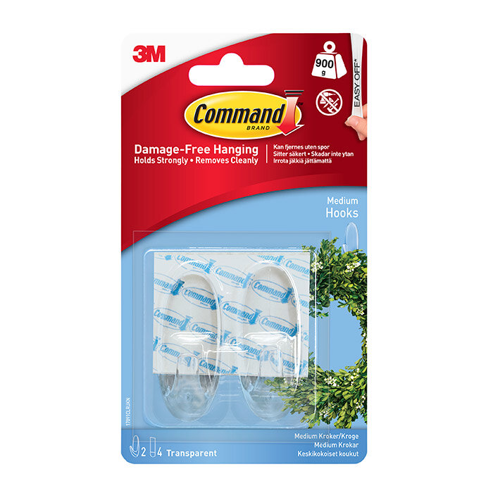 Crochets moyens transparents Command avec languettes transparentes 17091CLR