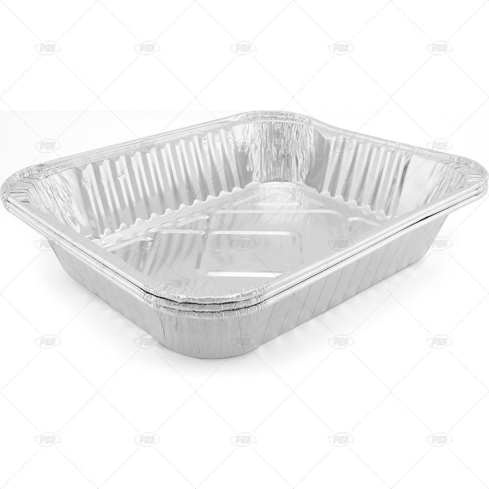 Plats de cuisson en aluminium avec couvercles carrés 235x235x58mm 2 pièces