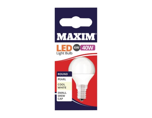 Maxim LED Round SES Cool White Light Bulb 6/40w