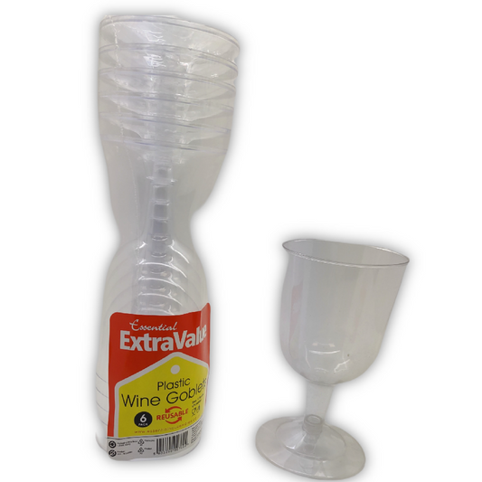 Extra Value PLASTIC WINE GOBLETS PK6