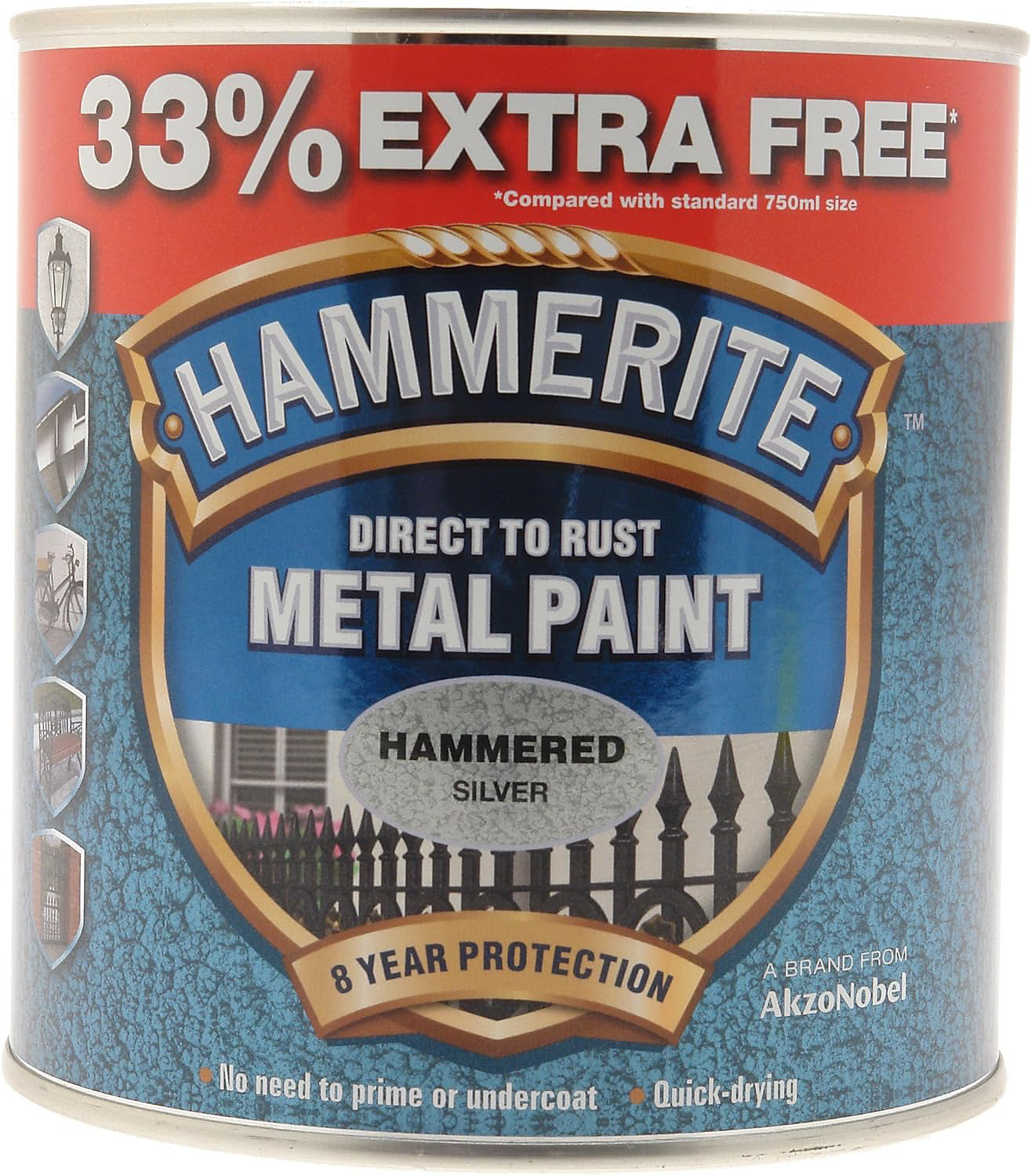 HAMMERITE METAL PAINT HAMMERED SILVER