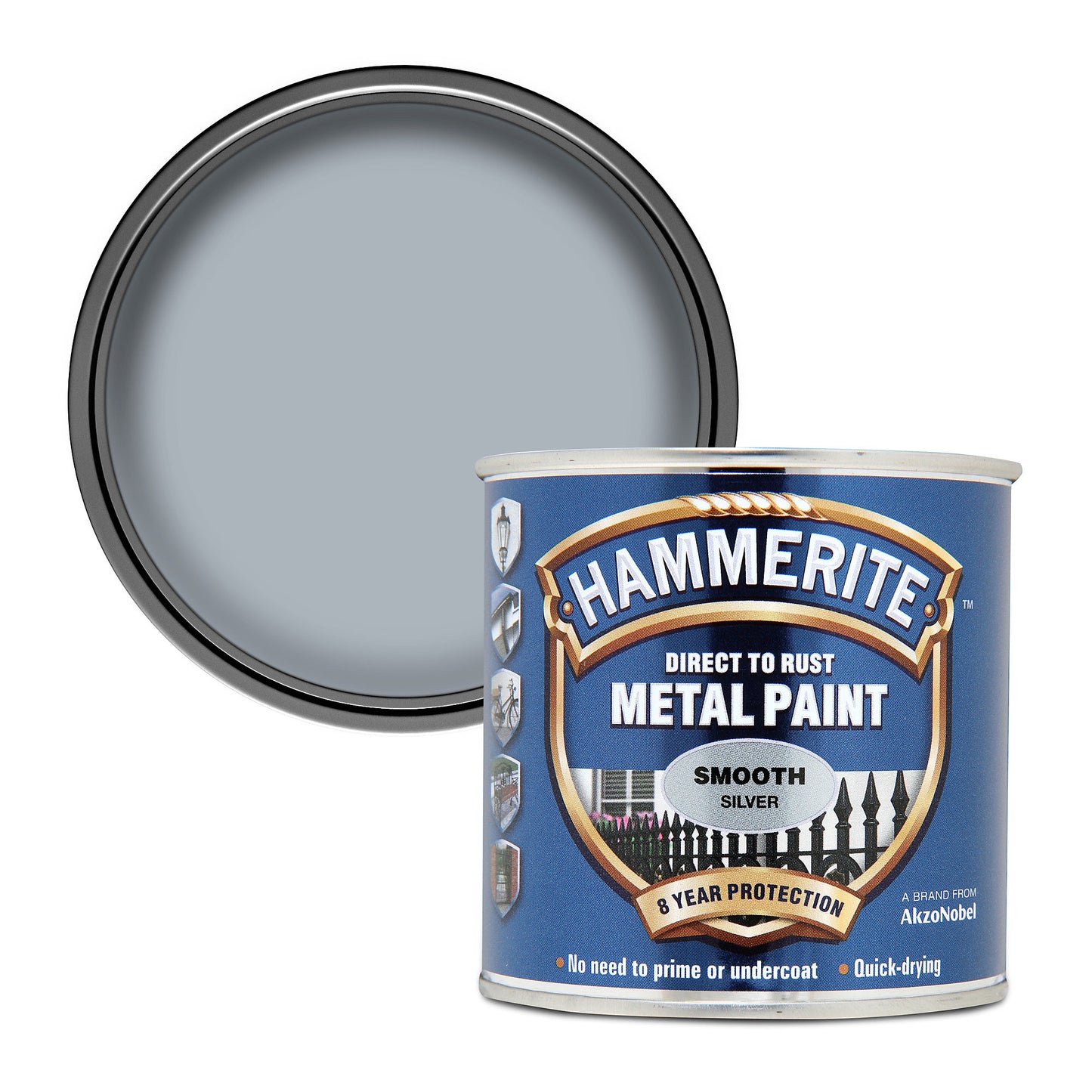 HAMMERITE METAL PAINT SMOOTH SILVER 250ml