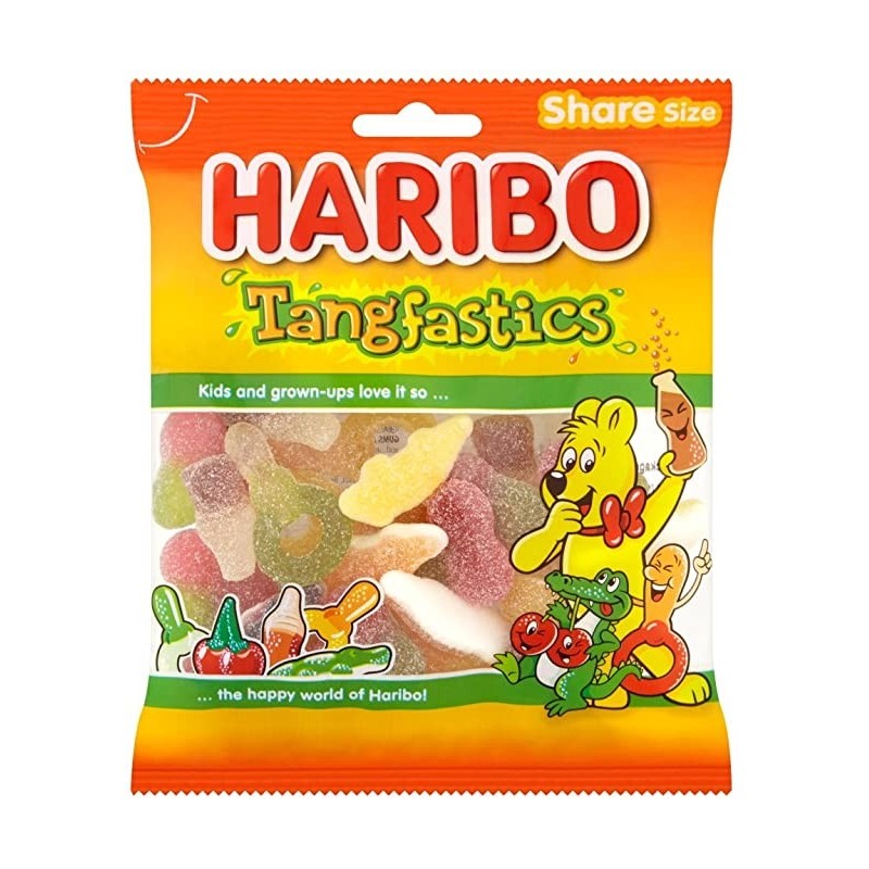 HARIBO Tangfastics Fruit & Cola Flavour Fizzy Jelly Sweets Sharing Bag 140g