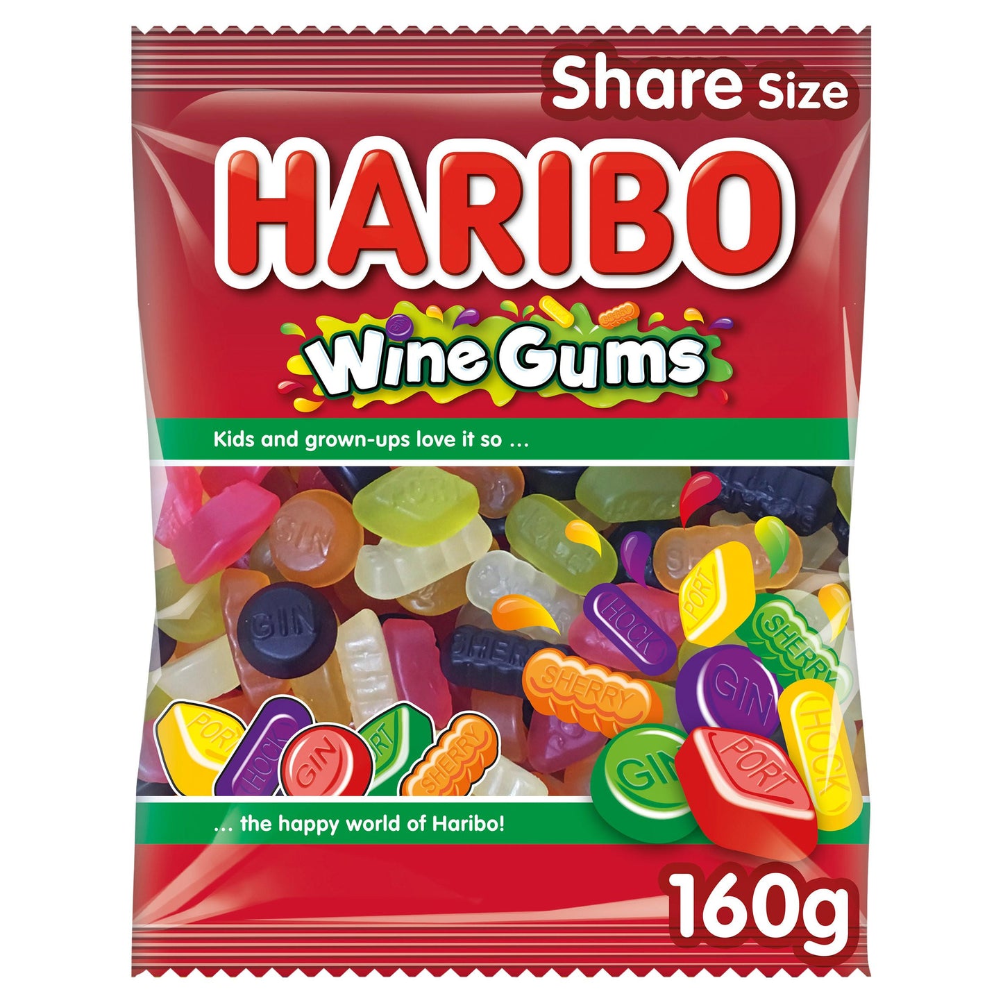 HARIBO Wine Gums Fruit Flavour Jelly Sweets Sharing Bag 160g