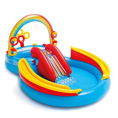 Piscine gonflable Intex Centre de jeux anneaux arc-en-ciel 297x193 x135 cm 57453NP