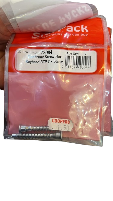 Contermat screw hex keyhead BZP 7x50mm