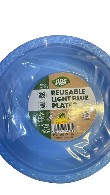 Assiettes réutilisables bleu clair