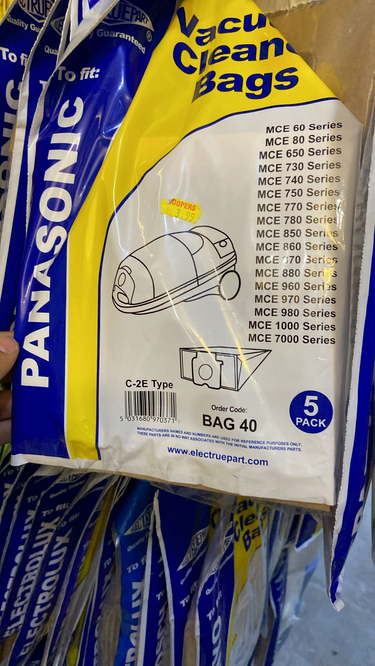 Electruepart BAG40 lot de 5, compatible avec les aspirateurs traîneaux Panasonic