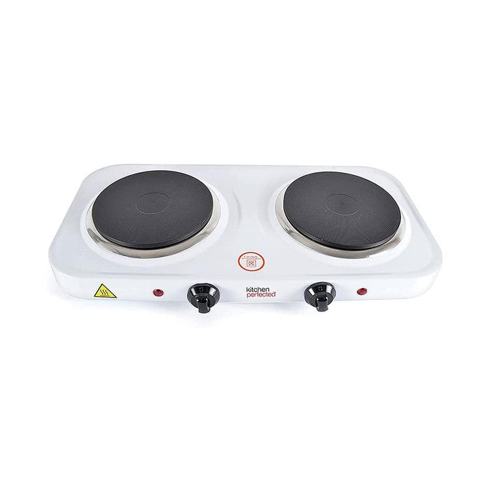 KitchenPerfected 2000w Double Hotplate - White