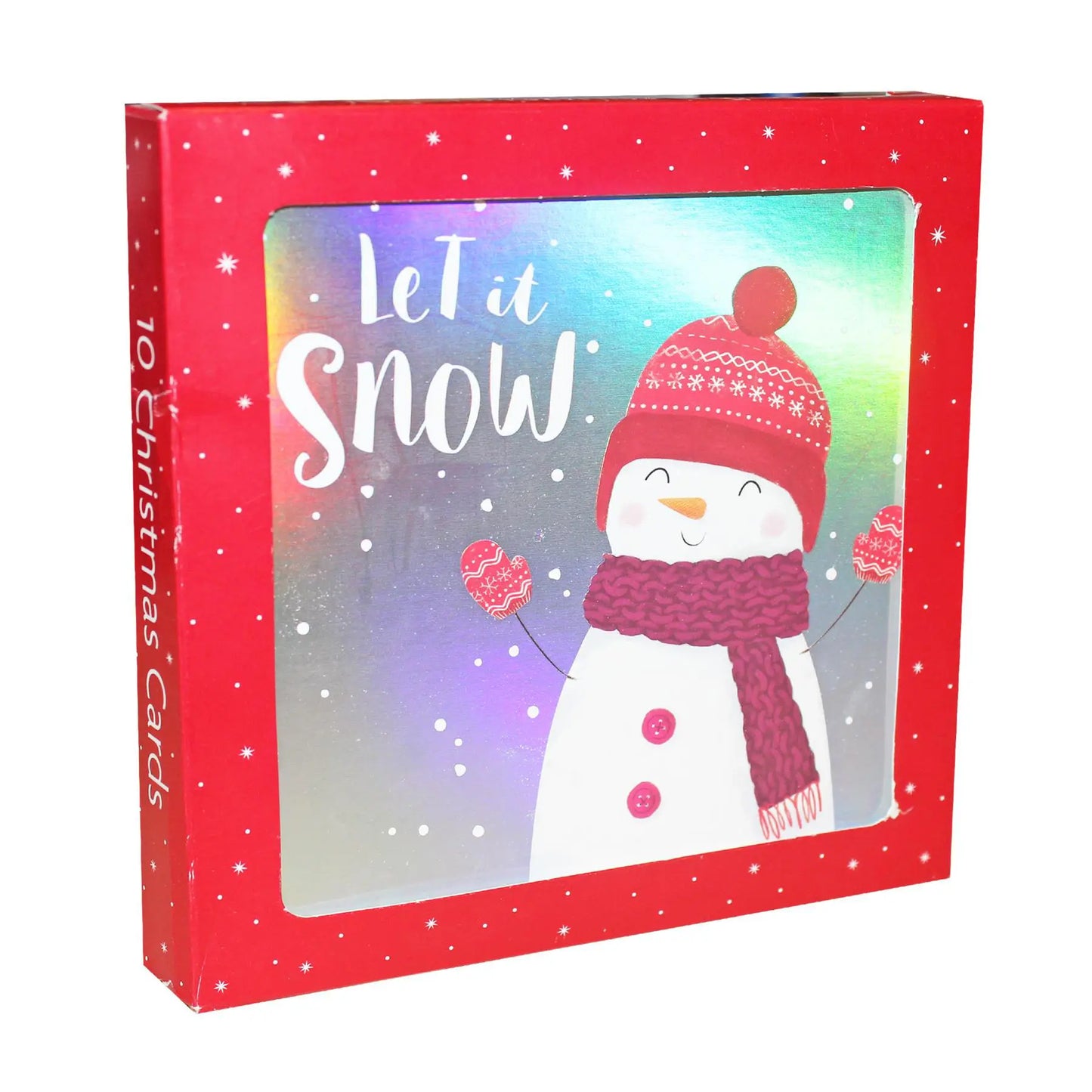 Pack of 10 Christmas Cards Square 14cm x 14cm with Envelopes – Let it Snow