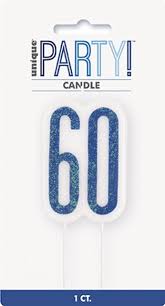 Age 60 Blue Glitz Candle