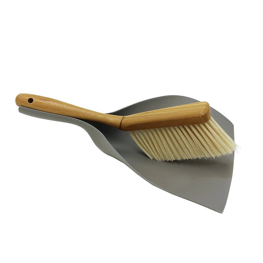 JVL Bamboo Durable Dustpan And Brush Set with Plastic Bristles