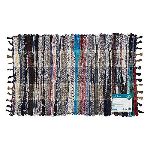 Tapis JVL tissé main multicolore en chutes de tissu recyclées, 50x80cm
