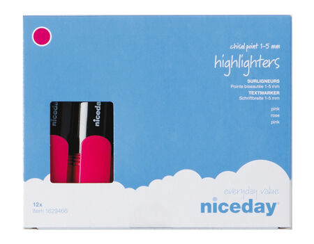 Niceday HC1-5 Highlighter Pink Broad Chisel 1-5 mm Pack of 4