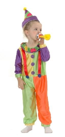 Costume de clown, taille : 2-4 ans. Comprend : une combinaison et un chapeau