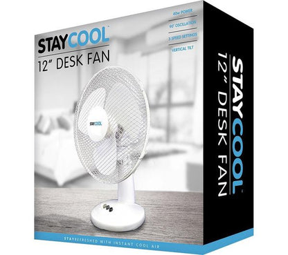 StayCool 12'' (30cm) Desk Fan - White