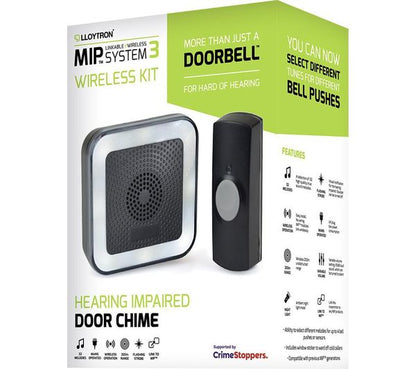 Lloytron MIP3 - Kit de Carillon de Porte 32 Mélodies pour Malentendants - Noir