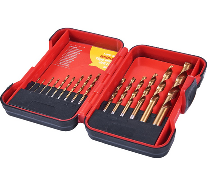 Amtech 15 Piece Titanium Coated High Speed Steel Drill Bit Set