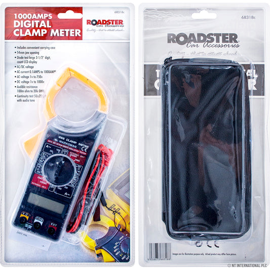 Professional-Grade 1000A Digital Clamp Meter with Protective Case - Accurate Current Measurement for Electrical Testing