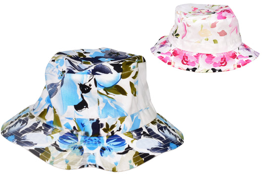 Ladies Bucket Hat: Flower Print Design | 57cm | 2 Assorted Colors