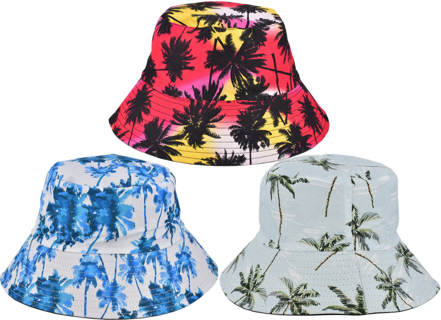 La tendance : Chapeau Bob Réversible Imprimé Palmiers Adulte 58cm | L'Accessoire de Plage Parfait"
