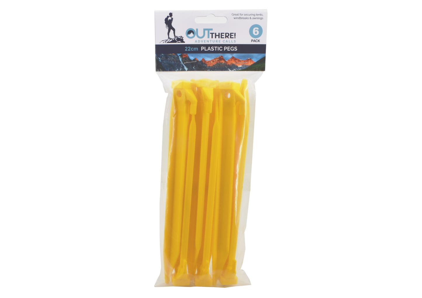 Durable Plastic Ground Pegs 22cm for Soft Ground - 6 Pack