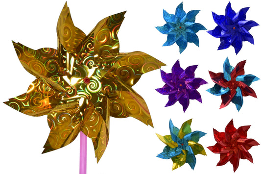 Moulin à vent en aluminium coloré de 19 cm de diamètre : Décoration d'extérieur amusante | 5 couleurs assorties